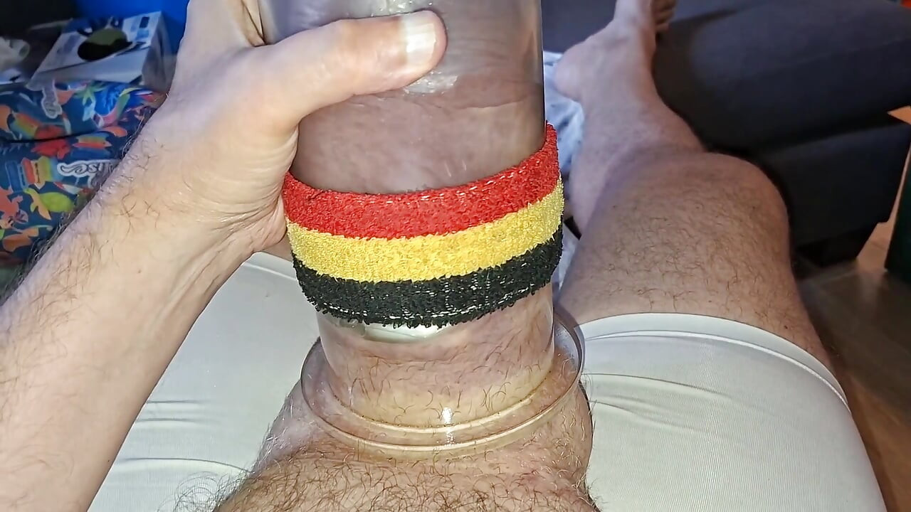 Pumping Freak Pumps up His Silicone Cock