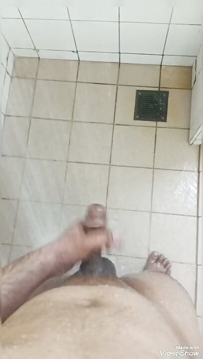 Penis handjob and shower