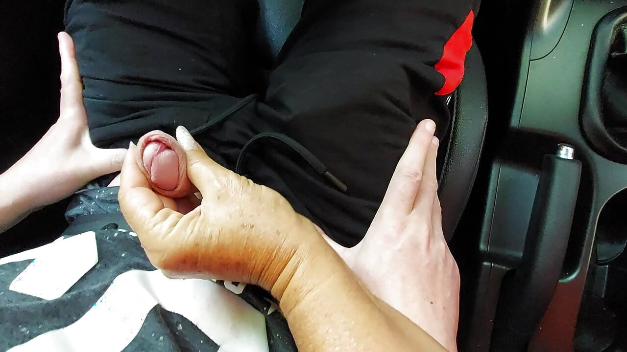 Stepmom wears high heels and teases her stepson in the car on the way to work in the morning