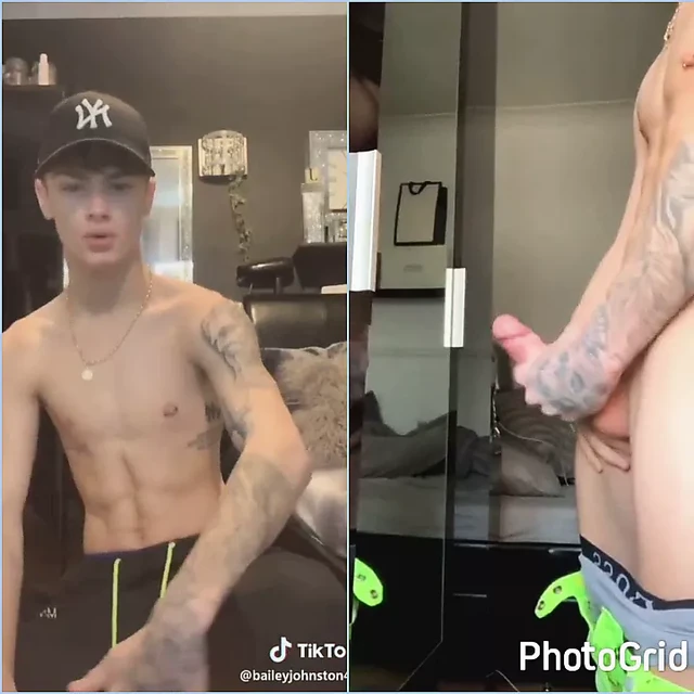 Skinny tattooed guy jerking tiktok