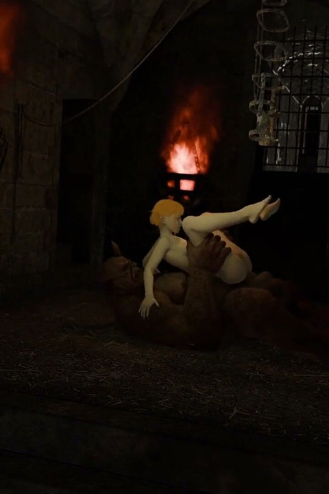 Dungeon Domination: Orc Breaks Elven Girl with Rough Assfuck & Cum