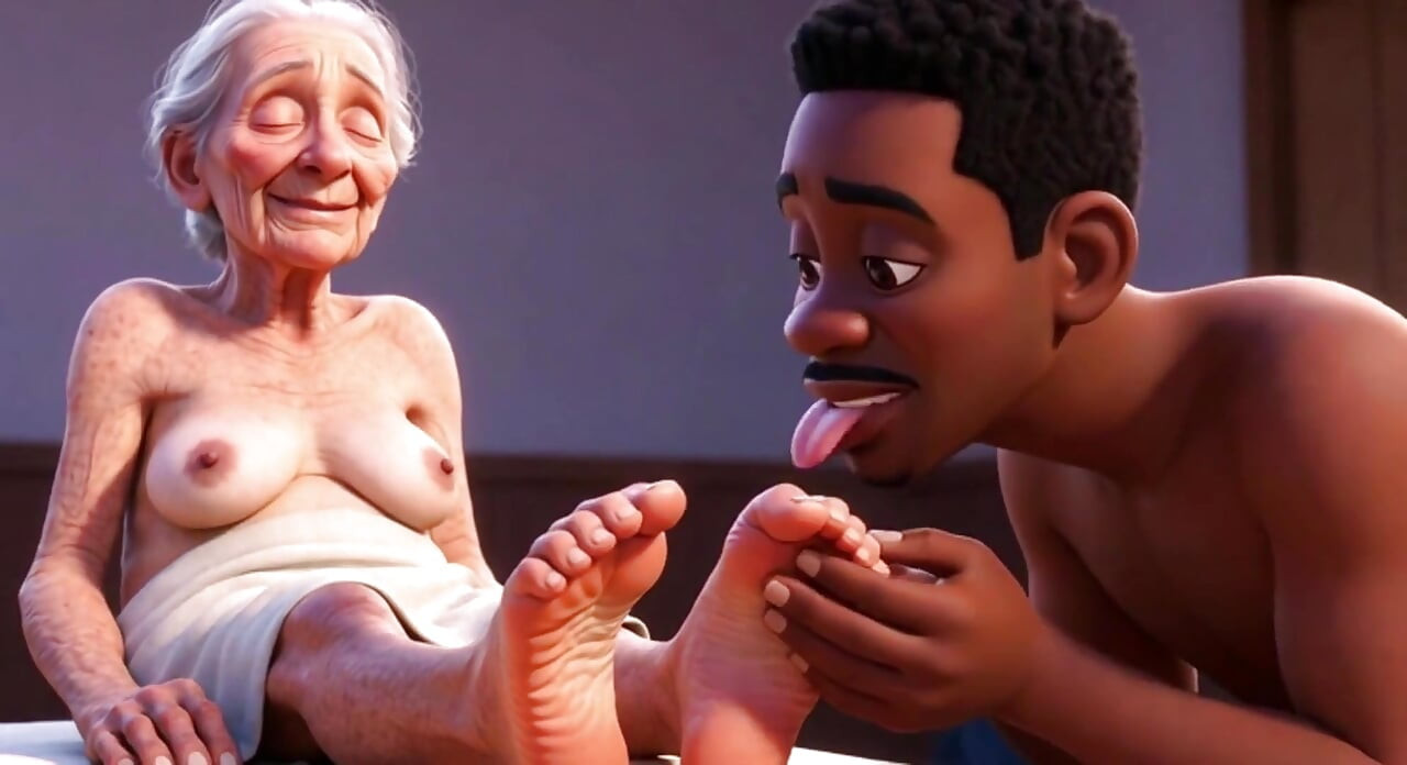 Elderly Granny Getting Feet Oiled & Licked - Sole Licking Pleasure