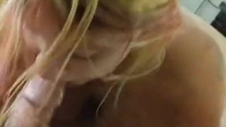 Young blond hooker learning to suck cock