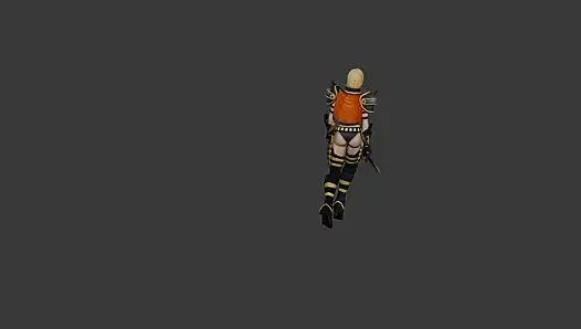 A warrior girl walking with a sword