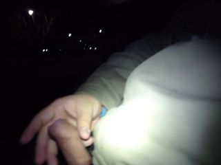 Small dick cumshot in the park at midnight.