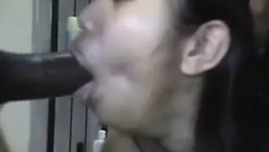 Asian girl sucks black dick