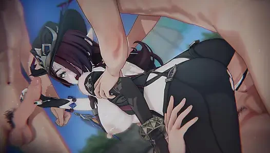=Genshin Impact= Chasca's "FALLEN PEACEMAKER": Bound Sky Rider & POV Sandwich DP (4K)