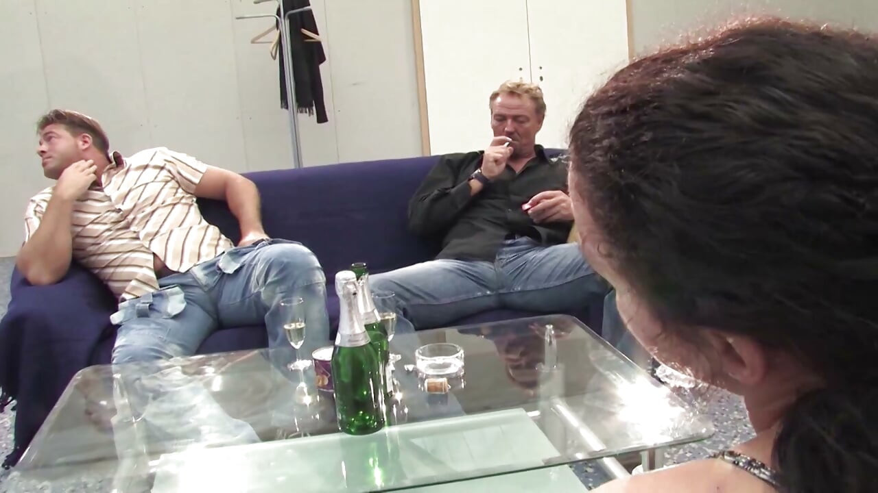 Busty French MILF gets wrecked in DP threesome before facials