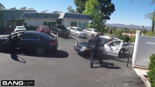 Caught on camera! wife sucks off cop to get her husband off