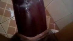 selfie as woman gapes pussy with eggplant