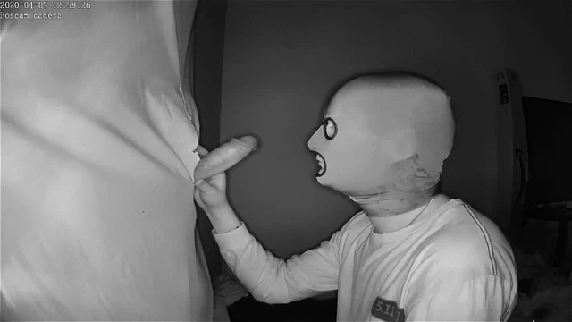 Guy with mask sucks big cock