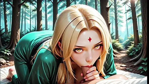 Tsunade Jiraiya дикий секс в лесу и онсэн минет глубокой большой груди блондинка Ninja Tsunade сосет член жесткий анал Onsen Water Ca