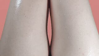 Load of Cum on Shiny Attractive Oiled Up Skin Pretty Booty