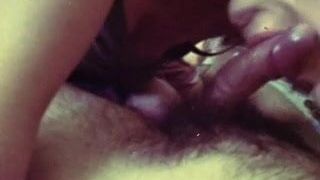 The way she makes this hairy dick cum is win