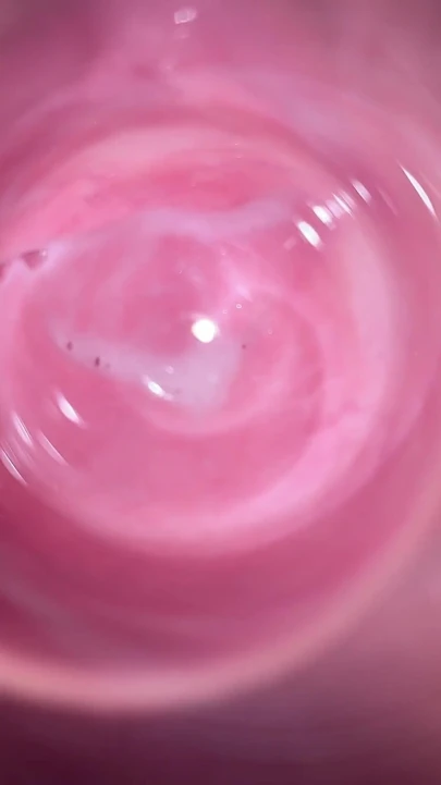 Camera deep inside Mia's teen creamy pussy