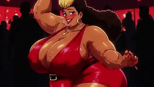 Fette frauen, riesige möpse