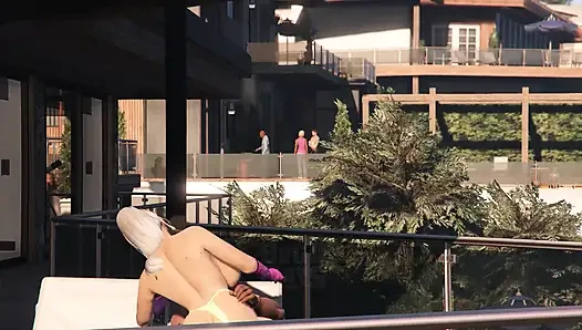 GTA V Big Booty Lady in pink gloves destroys Franklin Part 3