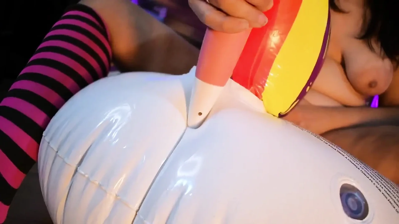 Fuck and Pop Inflatable Unicorn with Dildo - Bunny Looner