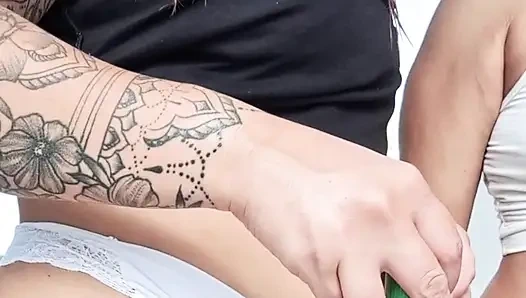 Me and Dai Belan, Almost Naked, Washing the Balcony of the Apartment and Neighbors Watching Us