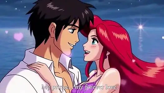 Ariel & Eric moonlit balcony passion - Romantic 3D Anime Love