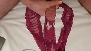 Gémissements et éjaculations sur une culotte rose