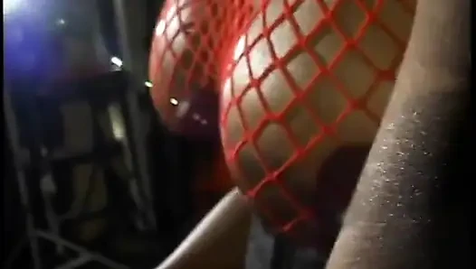 Nyomi Banxxx bends over a slaveboy for butt flogging then has him eat her boots