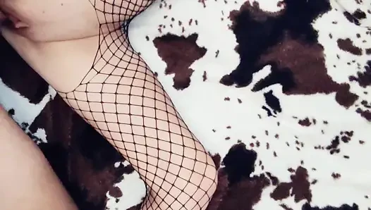 Beautiful sex with a skinny MILF model in stockings and beautiful lingerie