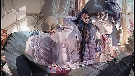 Hinata Hyuga sucking and fucking hard with Naruto Uzumaki in cowgirl, doggy style and missionary, intense moans, big ass bouncing, cream