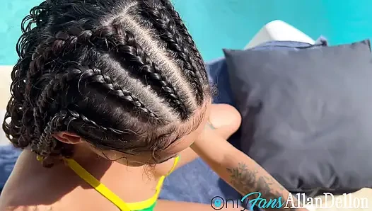 SHE CAME TO GET A POOL AT THE BRAZIL GAME AND GOT ALL NAUGHTY WANTING TO SIT ON HER LOVER'S THICK COCK - IZZA ARAUJO SITTING HOT