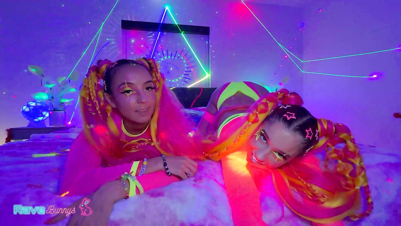 Sasha Tatcha and Madison Steele Shine in Body Paint for a Neon Threeway