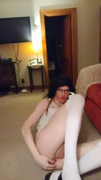 Sissy Cleona showing off her plug