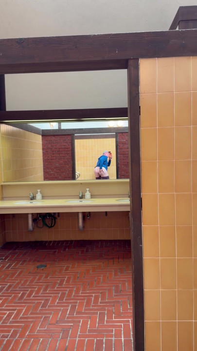 Flashing dick and ass in a public restroom in Kobe Japan