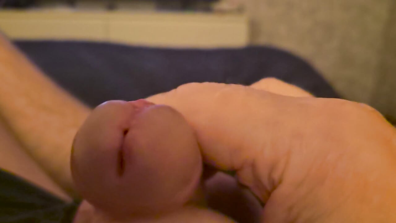 My Friend Lies on the Bed and Plays with His Big Cock Waiting for My Wet Hole