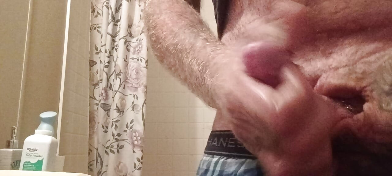 Stroking my hard cock
