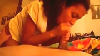 busty ebony gf gives handjob and blowjob