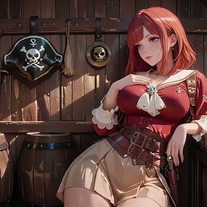 Lazy Seduction on the Sun-drenched Deck, Kneeling with a Wet Gaze.