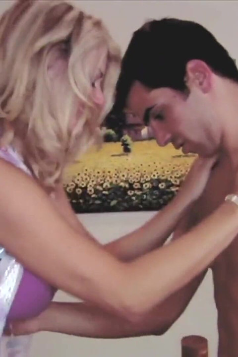 Big tits blonde gets a hard fuck on the bed to a pussy cumshot