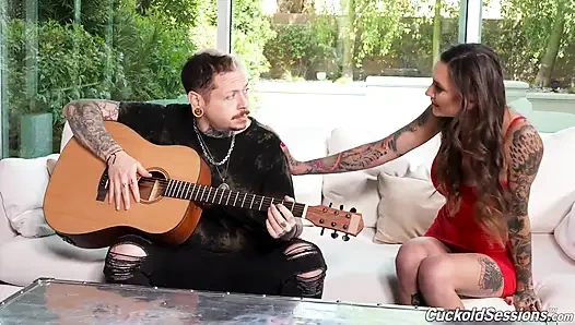 Rocky Emerson gets an interracial DP with her cuck watching
