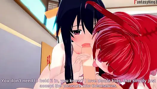 Akeno und Rias überraschen mich mit einem doppelten blowjob - EINE DER SCHWÄNSCHE NTR Madness Serie
