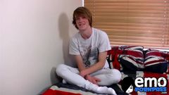 Ginger emo twink Kai Alexander pleasures himself on a bed