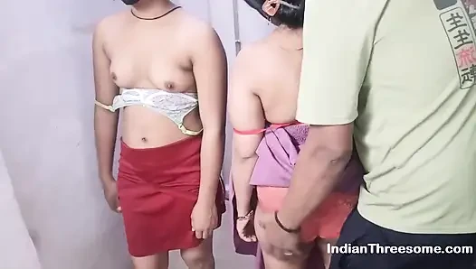 Mature Indian Wife and Husband Group Sex with Desi Teen Babysitter