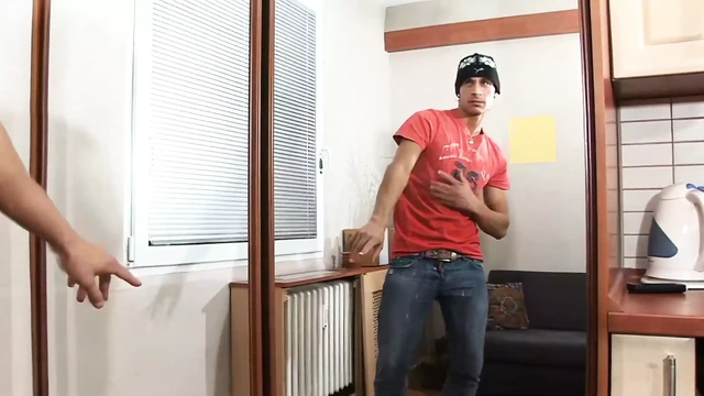 Confident well built Jirka jerks his horny hard cock with pleasure in front of the camera
