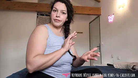 Vends-ta-culotte - instruksi handjob untuk ejakulator dini dan kontol kecil oleh dominatrix brunette Prancis yang cantik