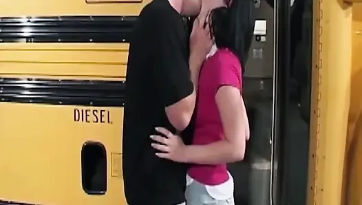Mature Brunette MILF Fucked Hard on College Bus