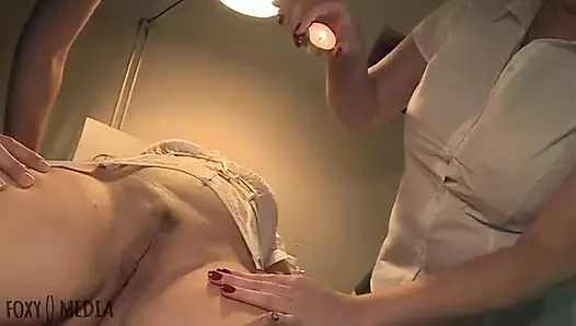 Big Breasted Slave Gets Punished with Sex Drill in the Office by Two Girlfriends