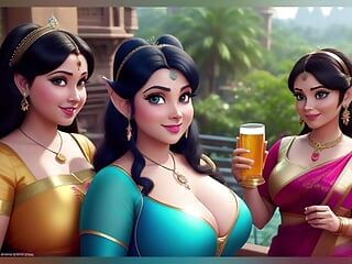 AI ongecensureerde luxe sexy Indische Desi-vrouwen in Disney-prinsesstijl