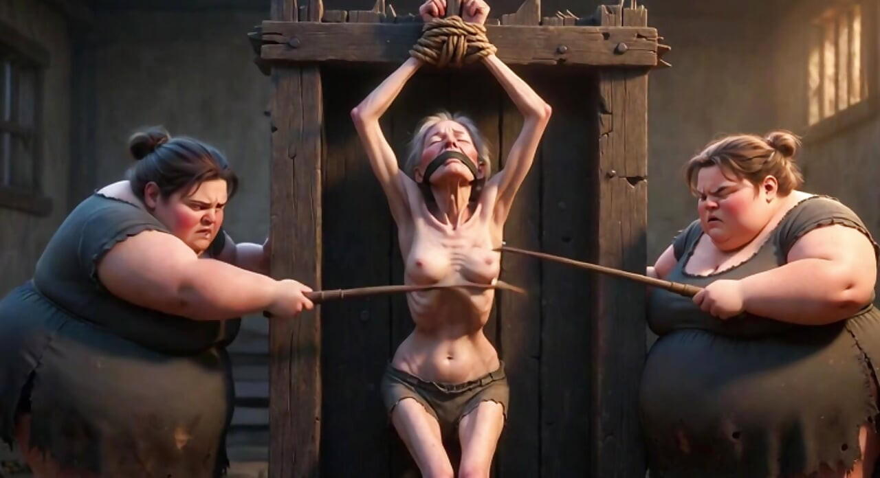 Granny Slave Breast Whipping Session by Two Obese BBW Dominatrixes