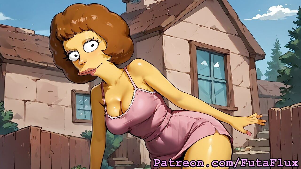 Futanari Maude Flanders Masturbating and Selfsucking