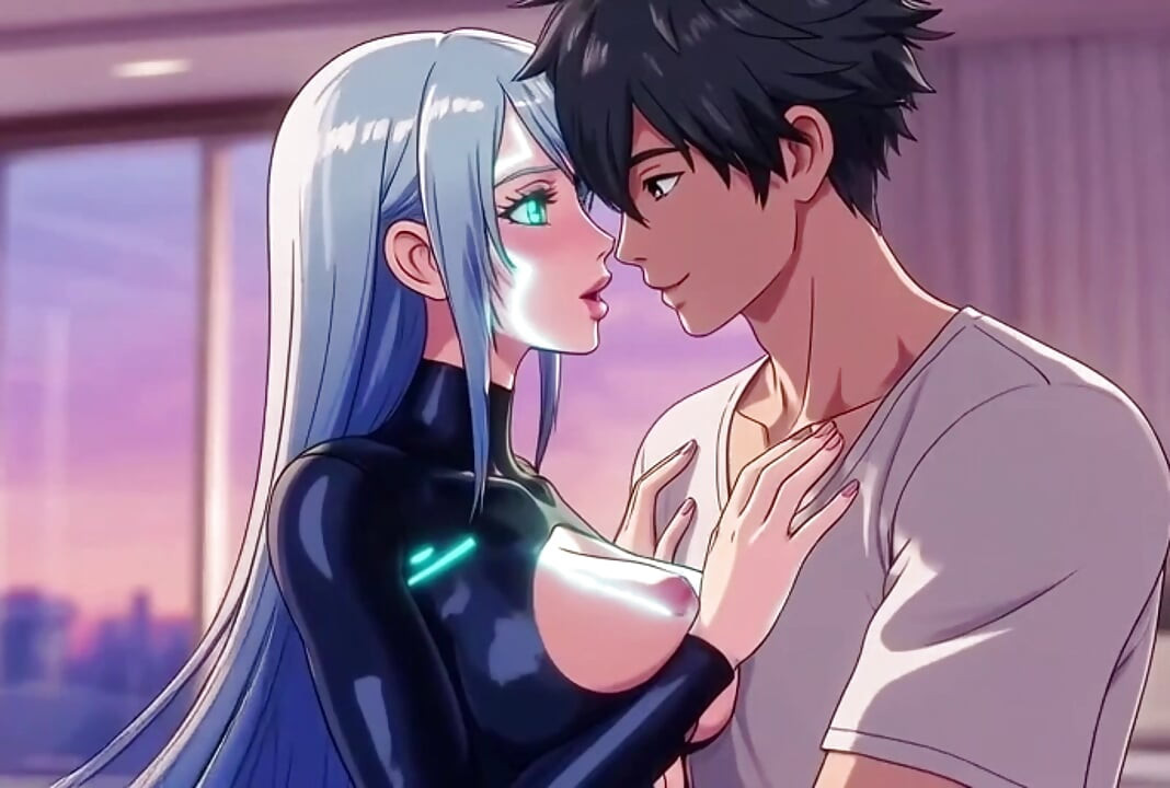 Android sex robot malfunctions and dominates her owner Hentai