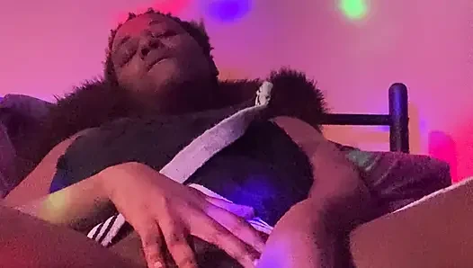 Using a glove to fuck my tight black pussy